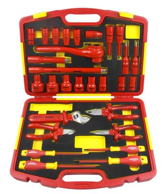 29PCS ชุดเครื่องมือช่างไฟฟ้า 1000V VDE ชุดเครื่องมือมือไฟฟ้าหุ้มฉนวน